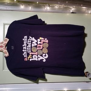 Women's Fruit of the Loom navy pocket t Ashtabula Ohio Hillbilly cool Large